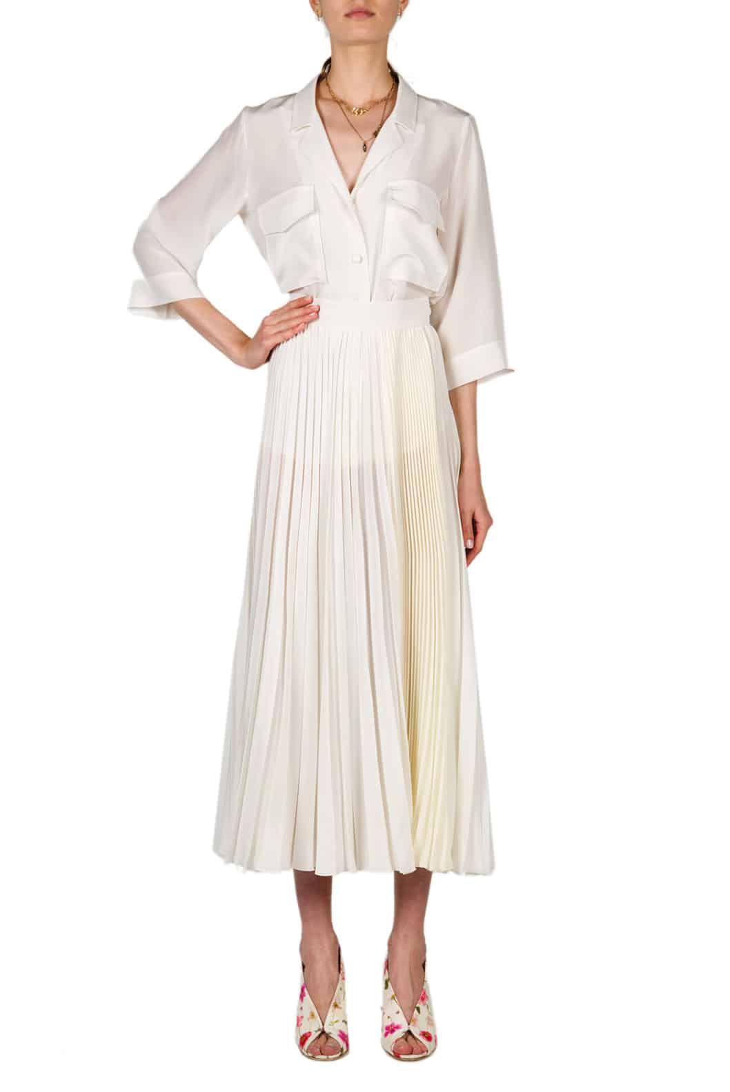 Luisa Beccaria Top in crêpe decorato con tasche applicate Nuovo