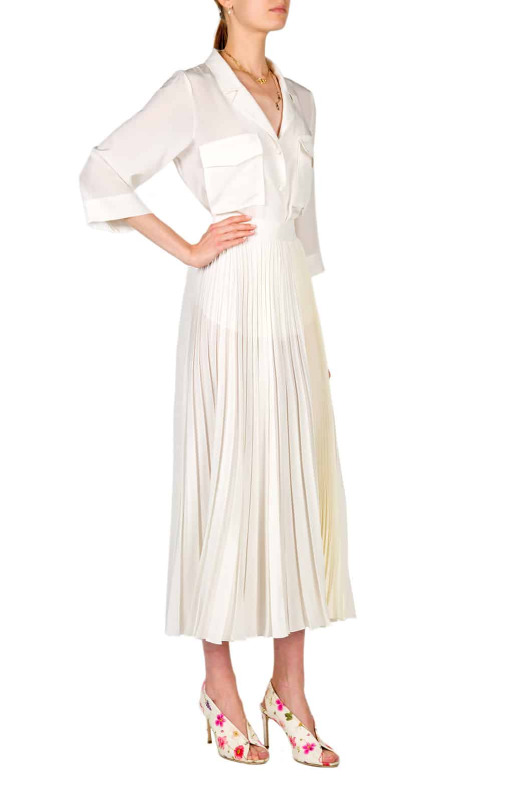 Luisa Beccaria Gonna midi plissettata in crepe de chine Vendita