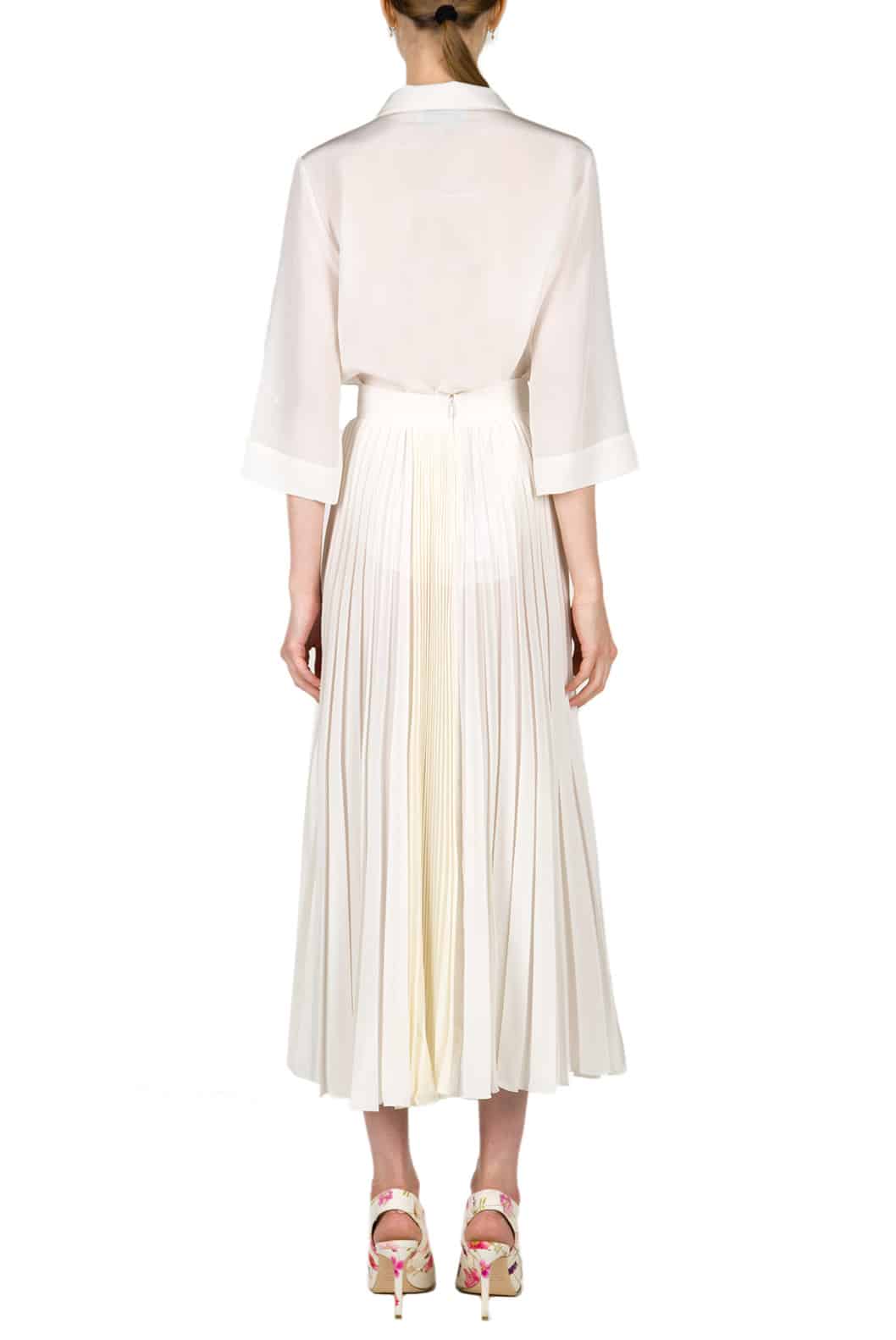 Luisa Beccaria Gonna midi plissettata in crepe de chine Vendita