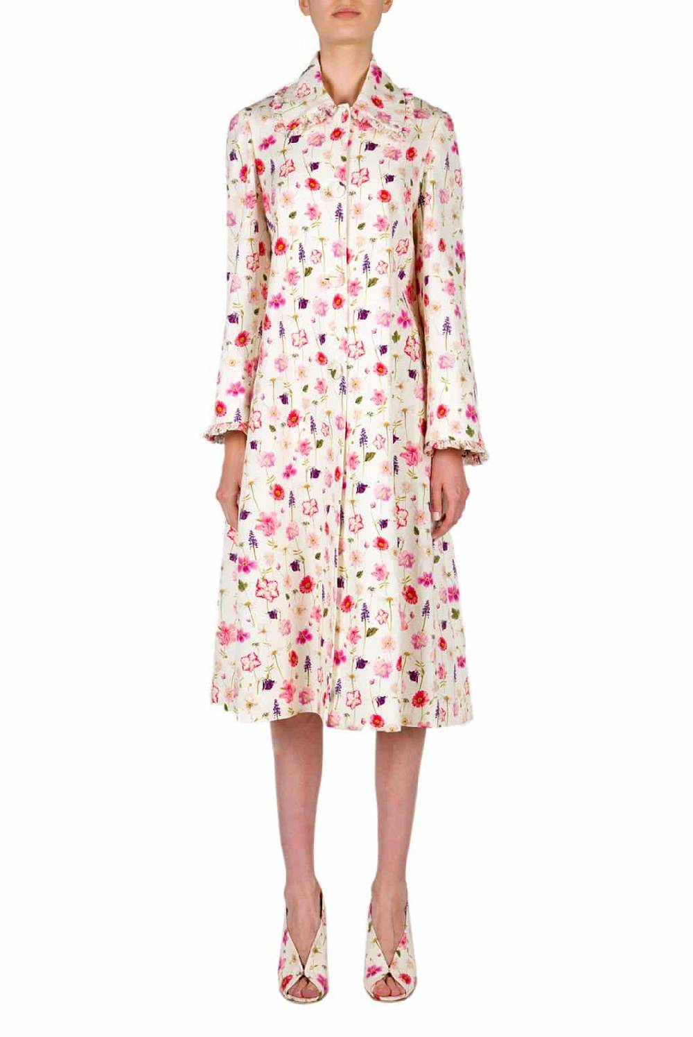 Luisa Beccaria Cappotto in piquet di cotone stampato floreale Shopping Online
