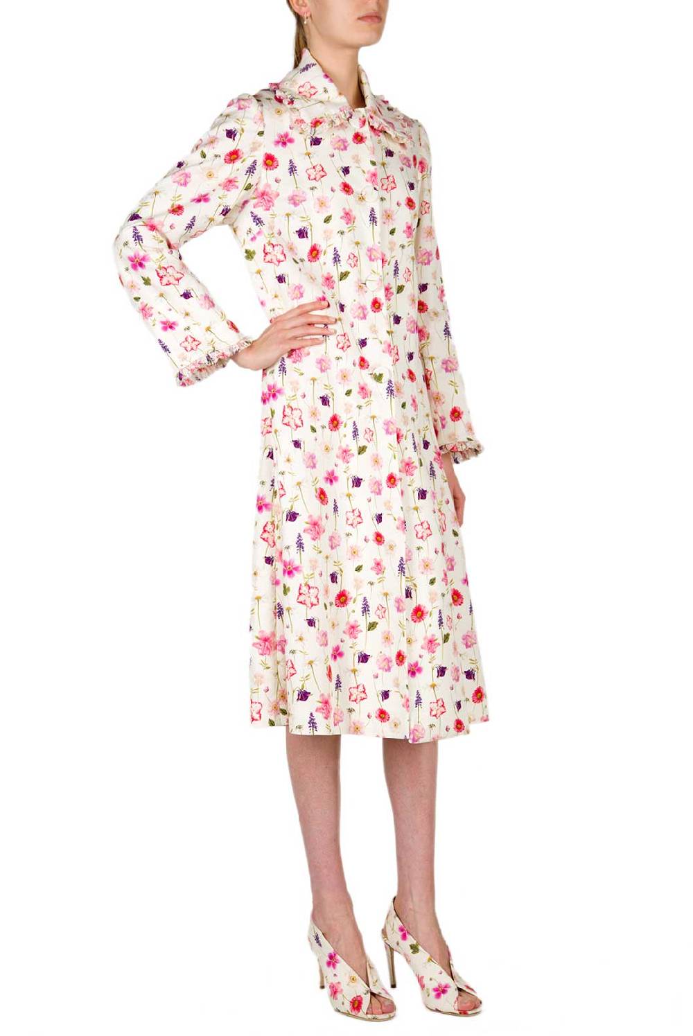 Luisa Beccaria Cappotto in piquet di cotone stampato floreale Shopping Online