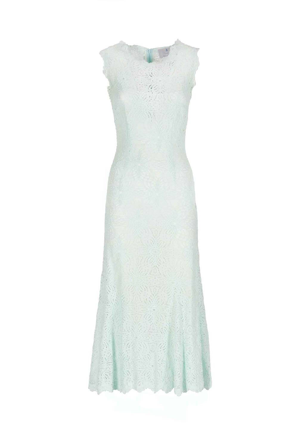 Luisa Beccaria Abito midi in pizzo blu ghiaccio Economico