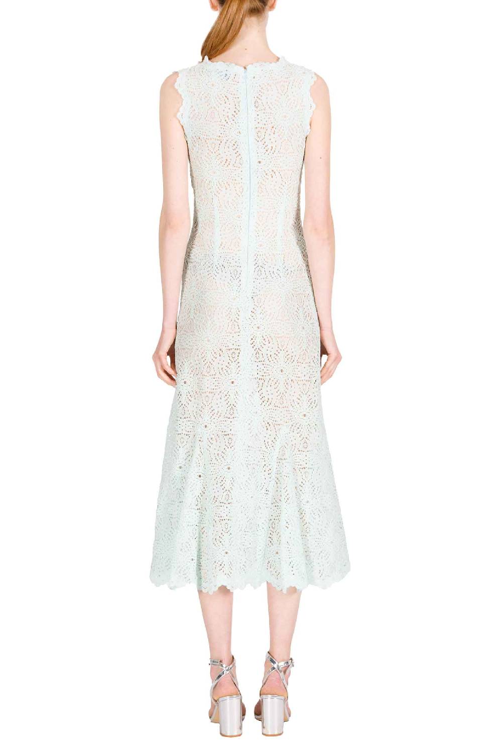 Luisa Beccaria Abito midi in pizzo blu ghiaccio Economico