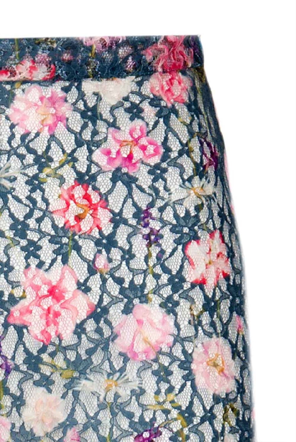 Luisa Beccaria Pantaloni svasati a vita alta in georgette con stampa floreale Saldi