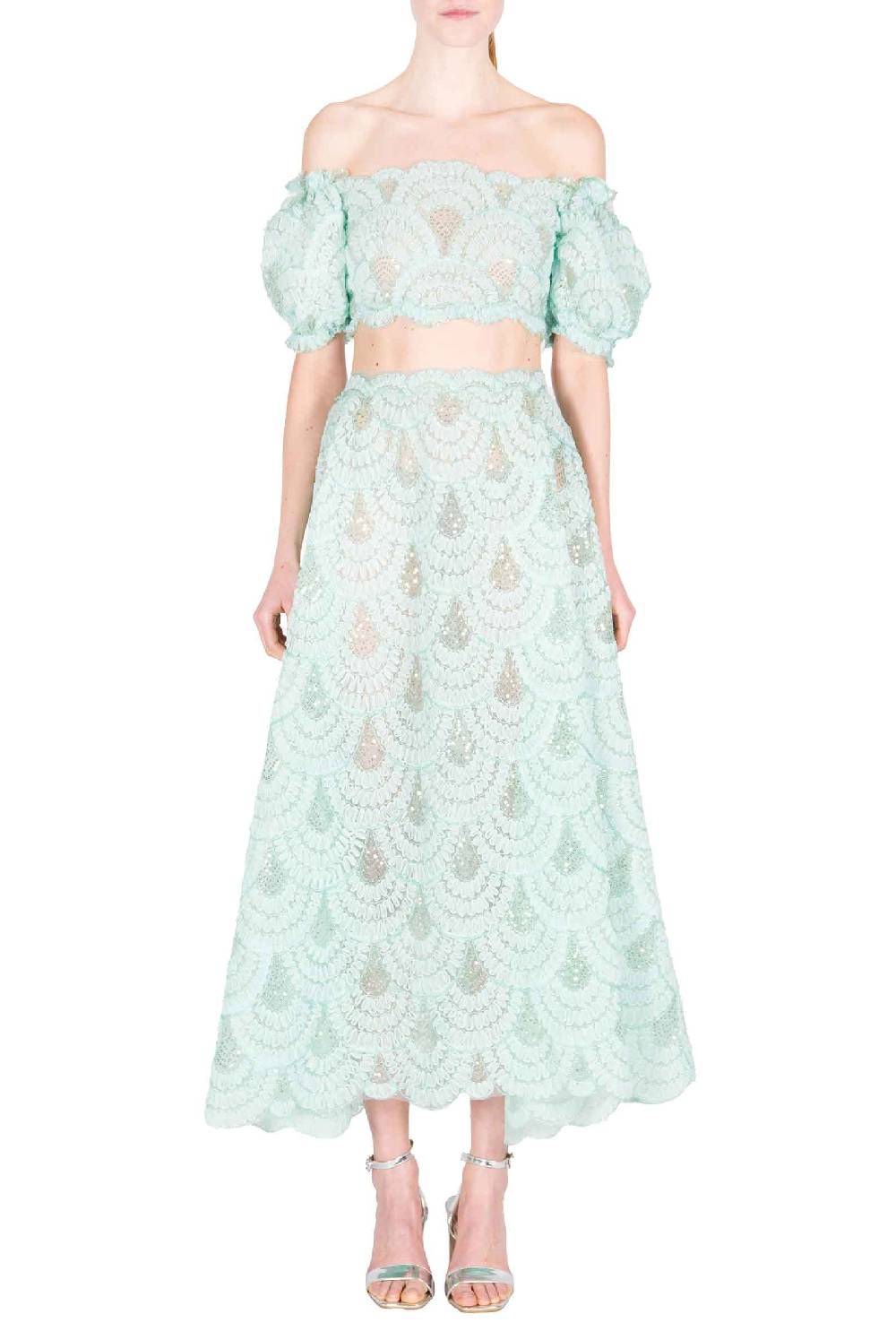 Luisa Beccaria Gonna a balze in tulle paillettes Offerte