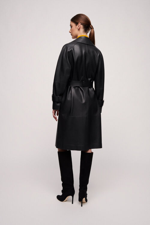 Luisa Spagnoli Velica - Trench in pelle Saldi Di Fabbrica