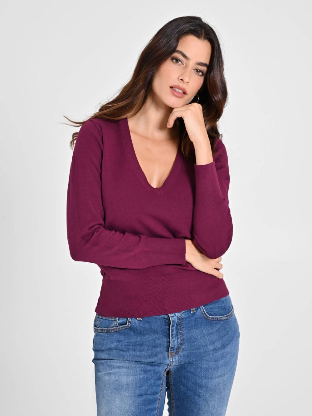 Rinascimento Maglia con Scollo a "V" Bordeaux Ecotec® Hotsell