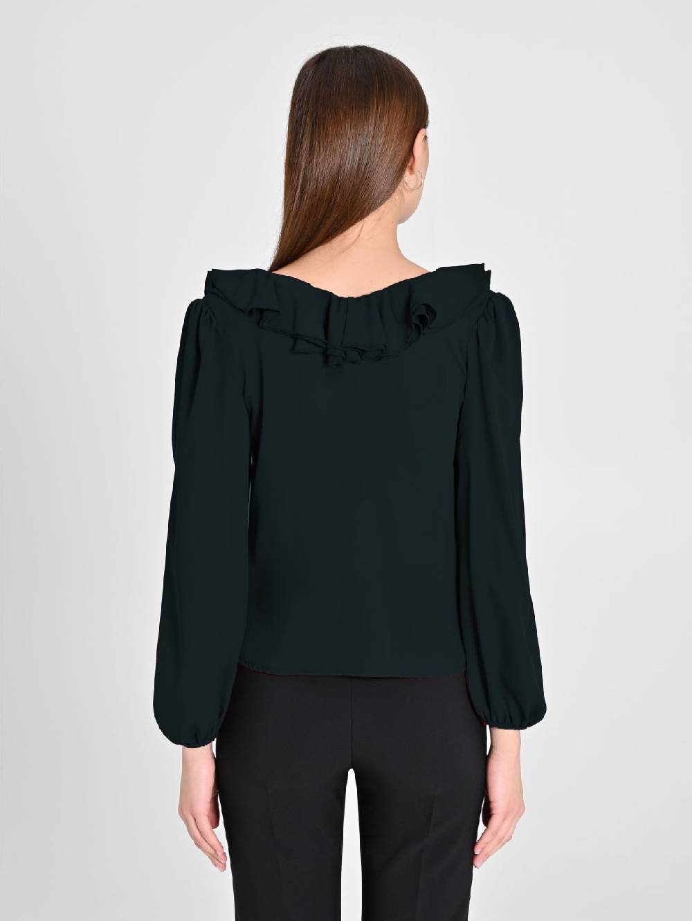 Rinascimento Blusa Nera con Rouche Nuovo