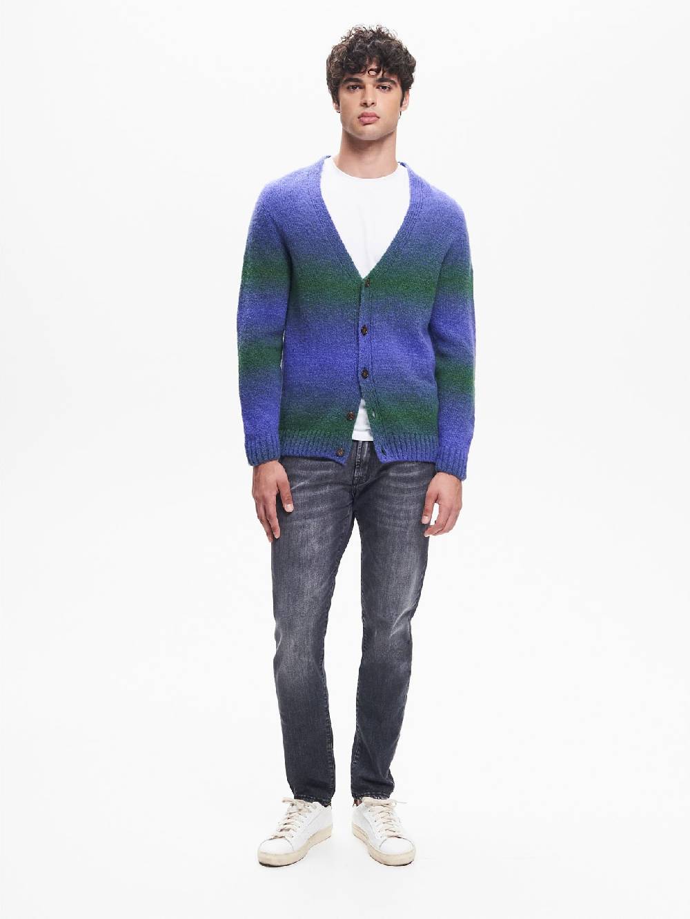 Rinascimento Cardigan Uomo effetto Degradè Verde QB24 Qualità Garantita