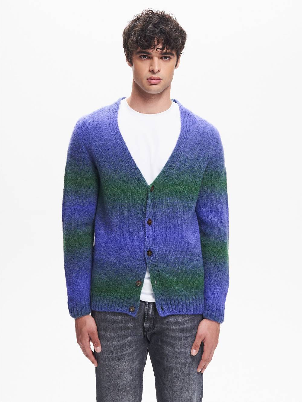Rinascimento Cardigan Uomo effetto Degradè Verde QB24 Qualità Garantita