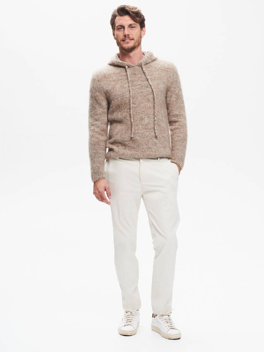 Rinascimento Pantaloni Regular-Fit Uomo Velluto Avorio QB24 Vendita Economica