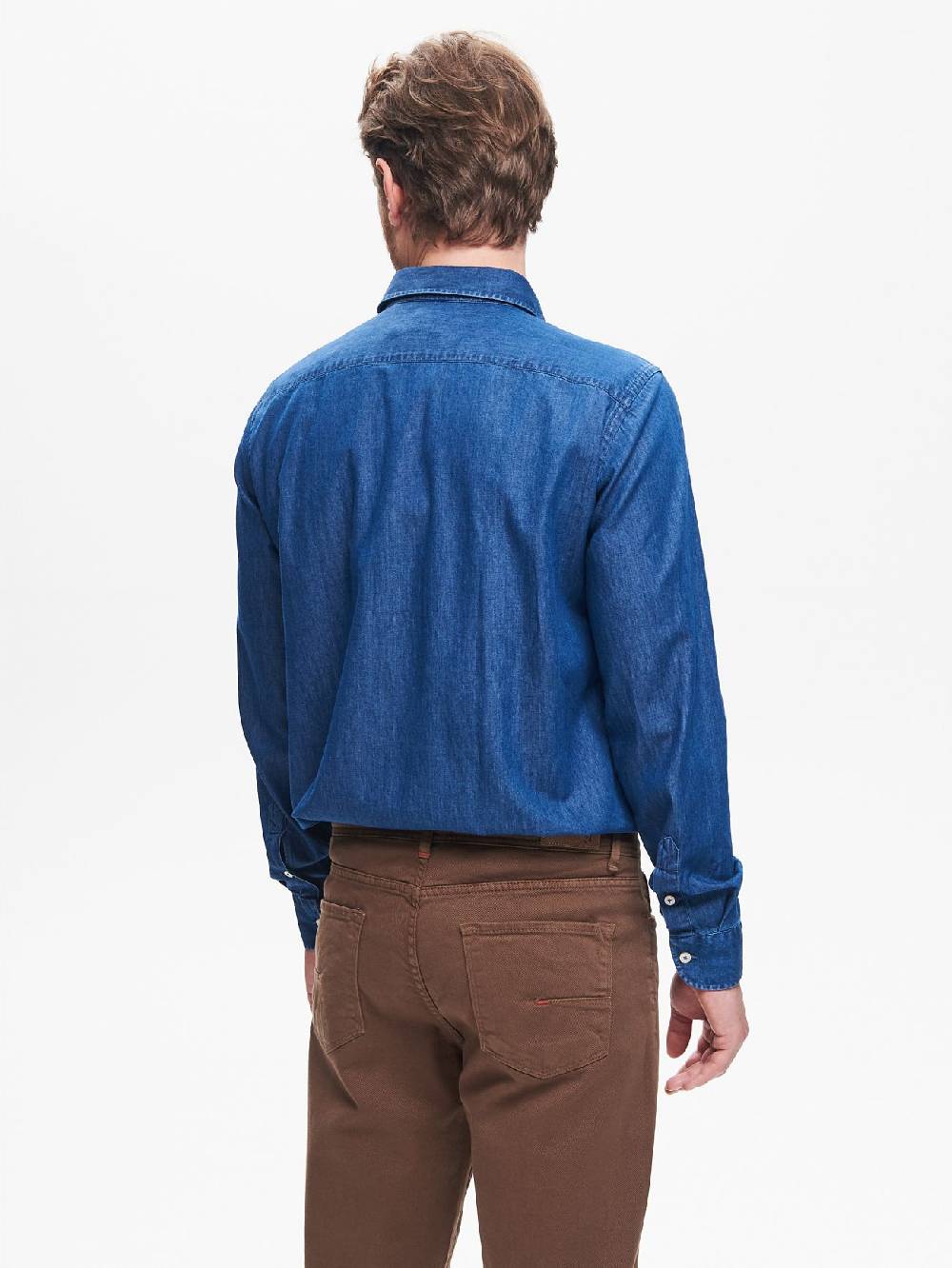 Rinascimento Camicia in Denim Uomo Lavaggio Medio Blu QB24 I Più Venduti