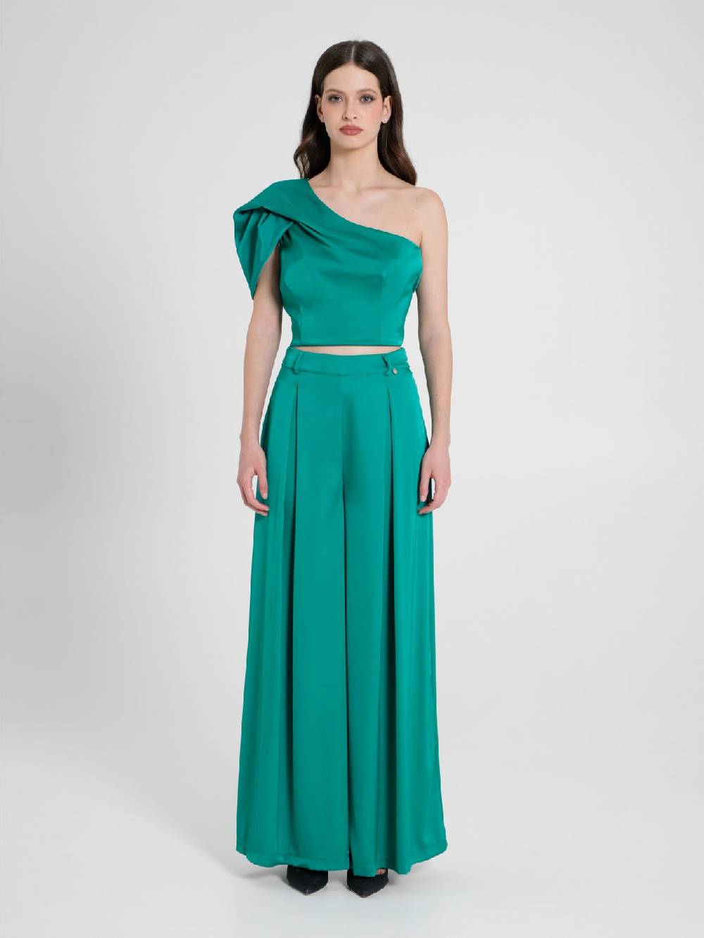 Rinascimento Top Monospalla in Satin Verde 2025