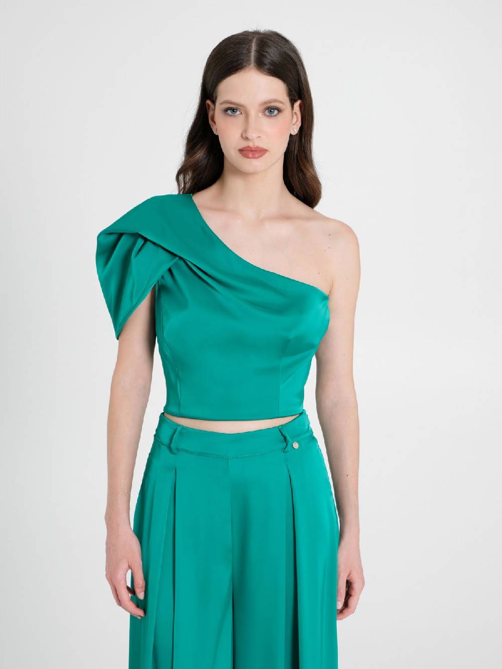 Rinascimento Top Monospalla in Satin Verde 2025