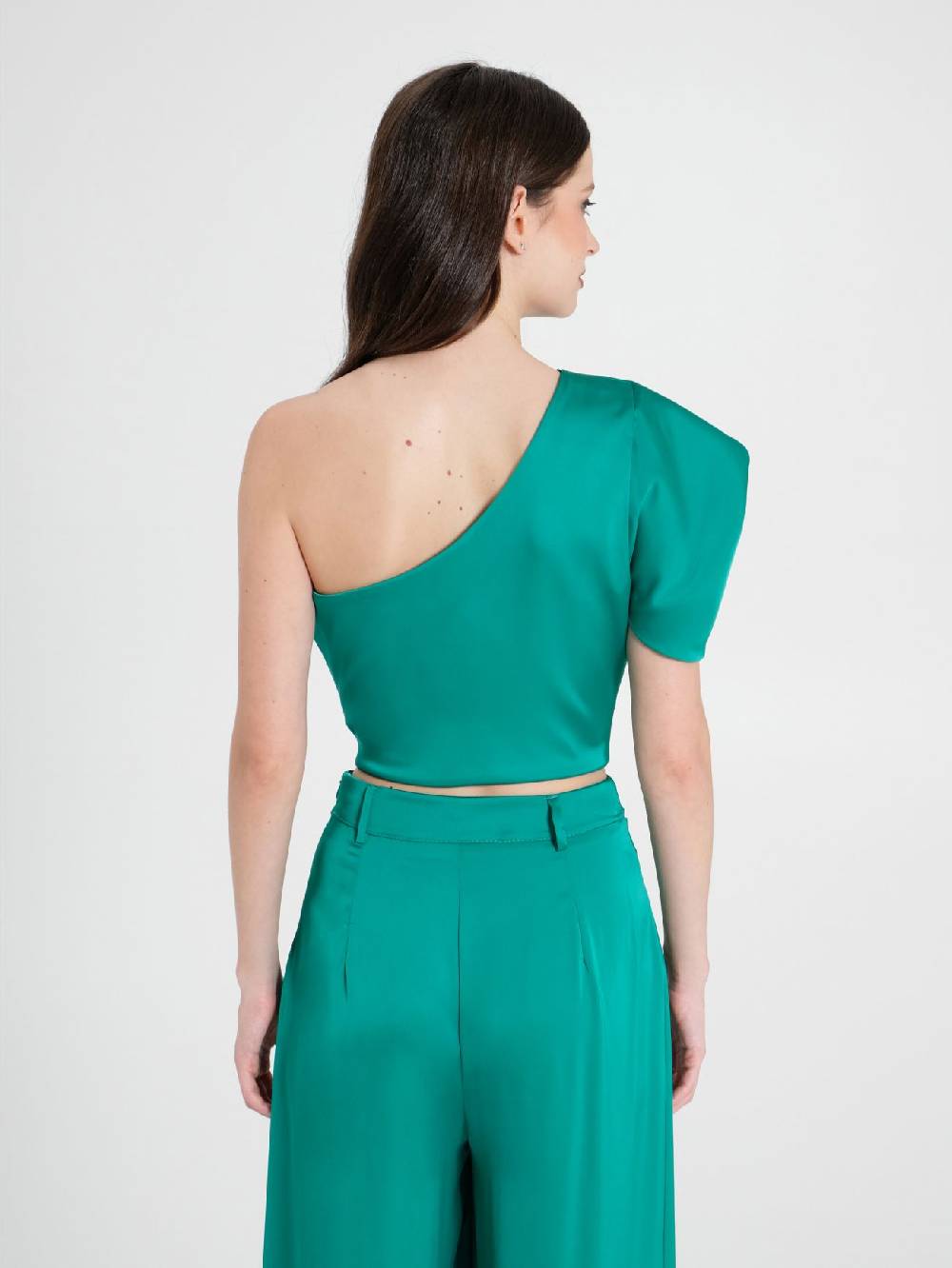 Rinascimento Top Monospalla in Satin Verde 2025