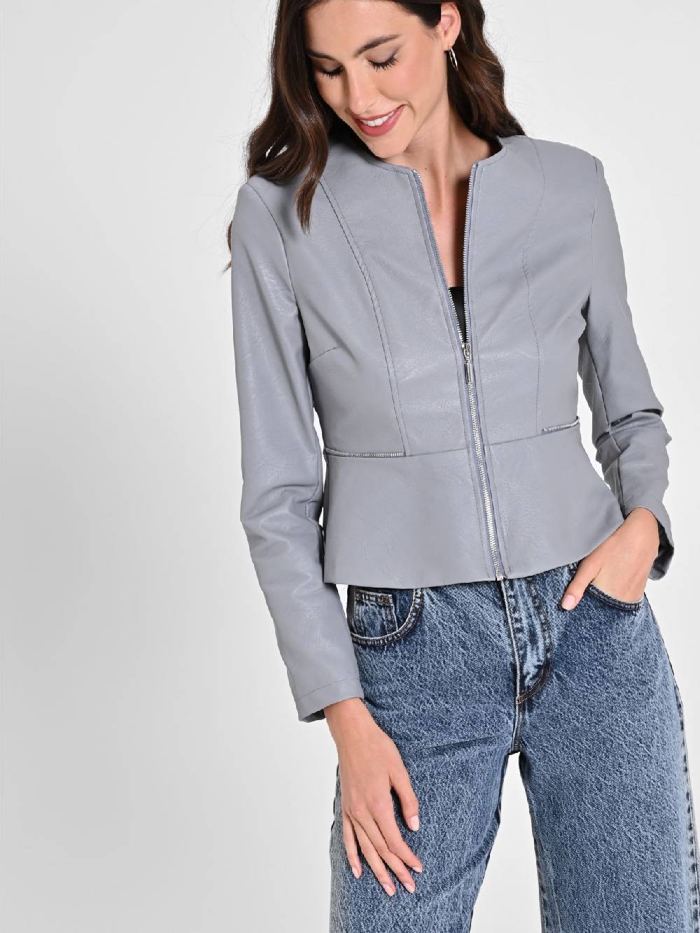 Rinascimento Giubbino in similpelle con Baschina Donna