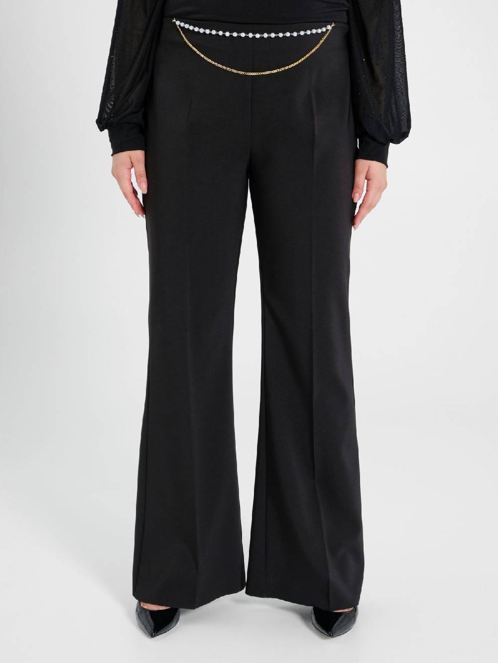 Rinascimento Pantaloni Flared Curvy con Perle Economico