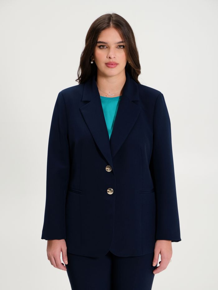 Rinascimento Giacca Curvy a Due Bottoni Blu Navy Vendita Economica