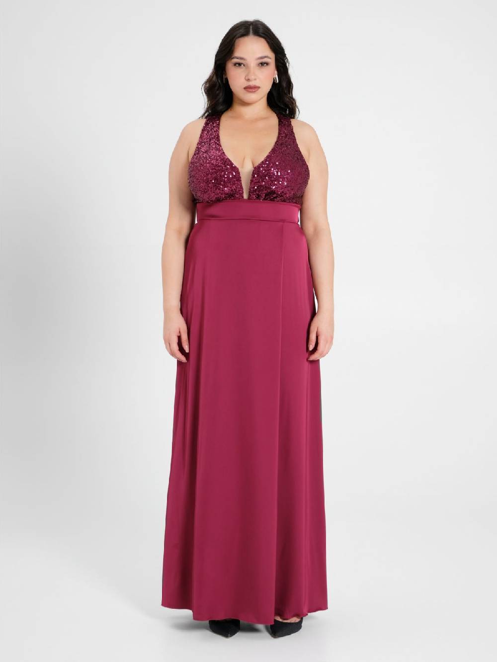 Rinascimento Abito Curvy Paillettes e Raso Nuovo