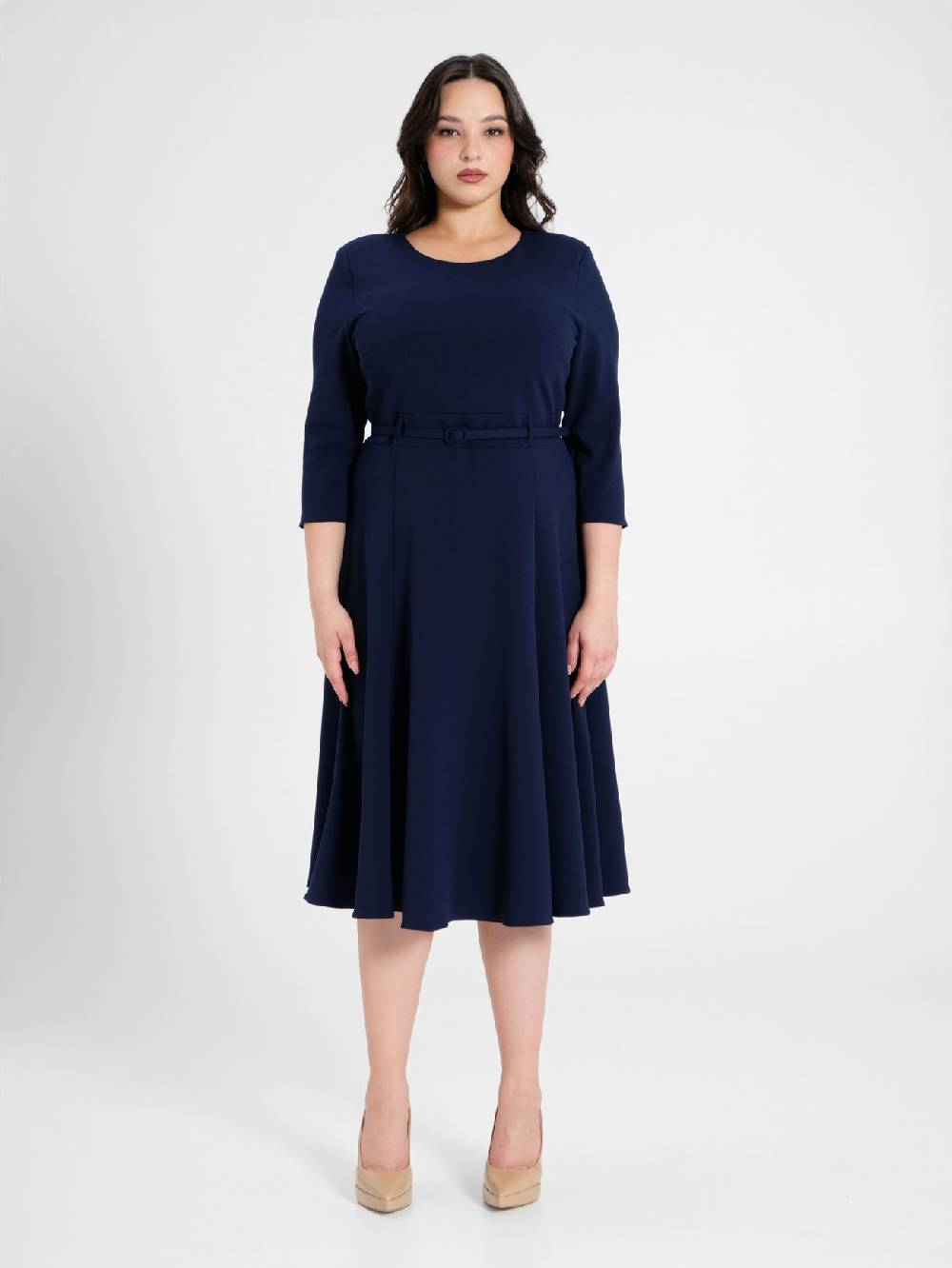 Rinascimento Abito Curvy Midi Blu Qualità