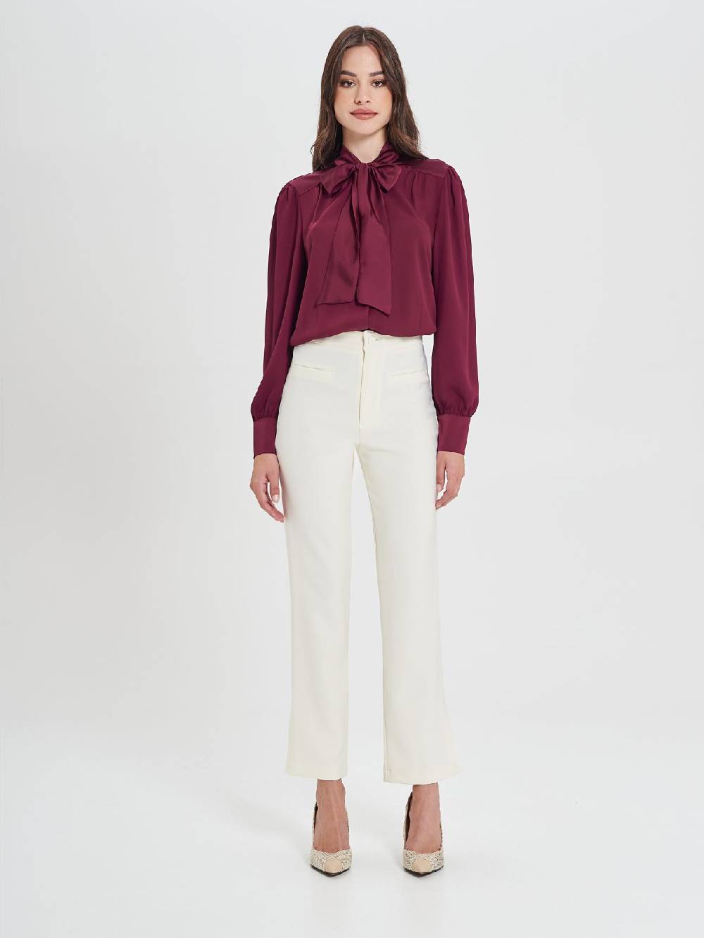 Rinascimento Pantaloni Bianchi in Cadi Operato Donna Qualità Garantita