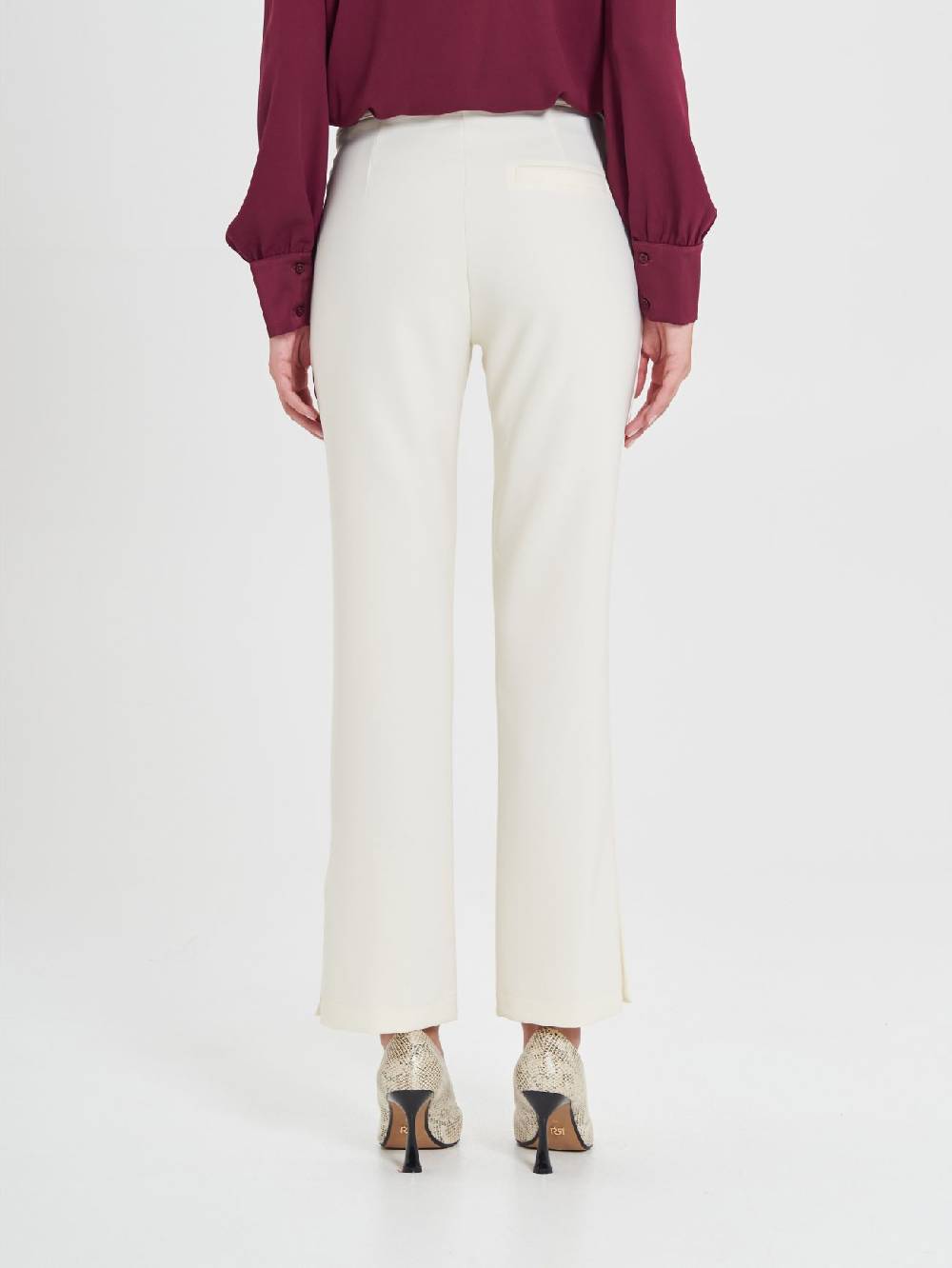 Rinascimento Pantaloni Bianchi in Cadi Operato Donna Qualità Garantita