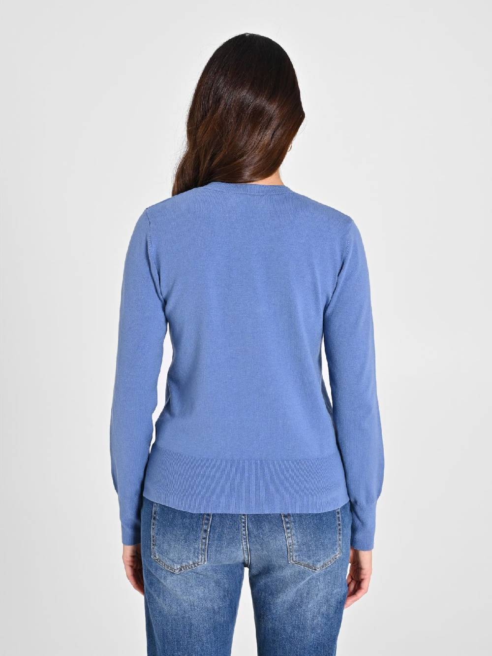 Rinascimento Maglia con Scollo a "V" Blu Avio Ecotec® Presa