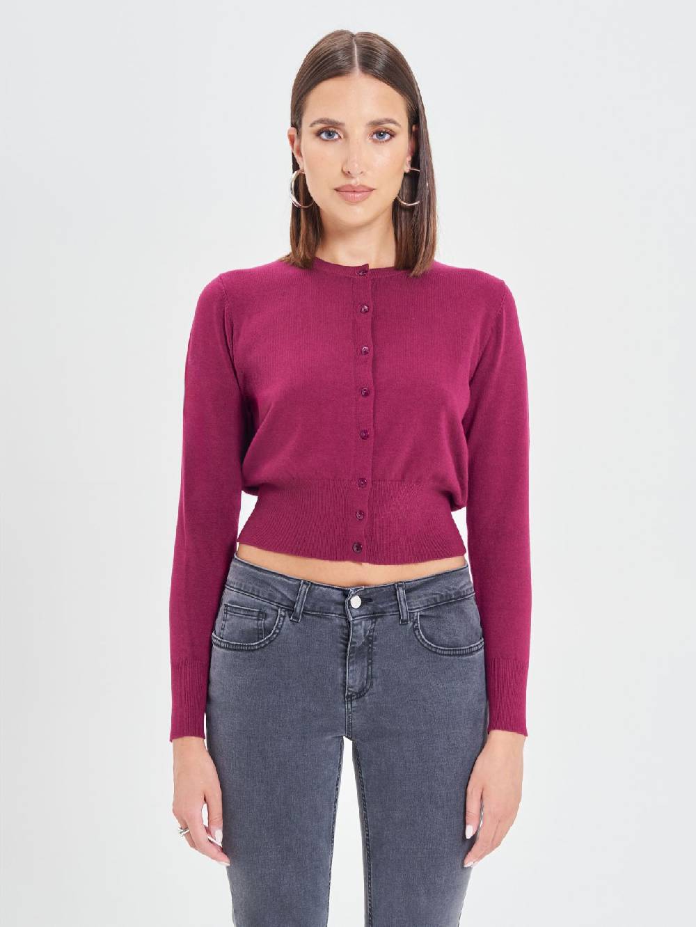 Rinascimento Cardigan Bordeaux in Maglia Eco Vero® Outlet
