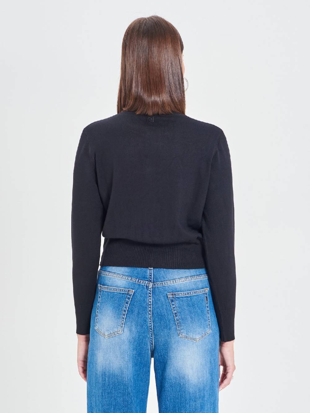 Rinascimento Cardigan Nero in Maglia Eco Vero® In Vendita