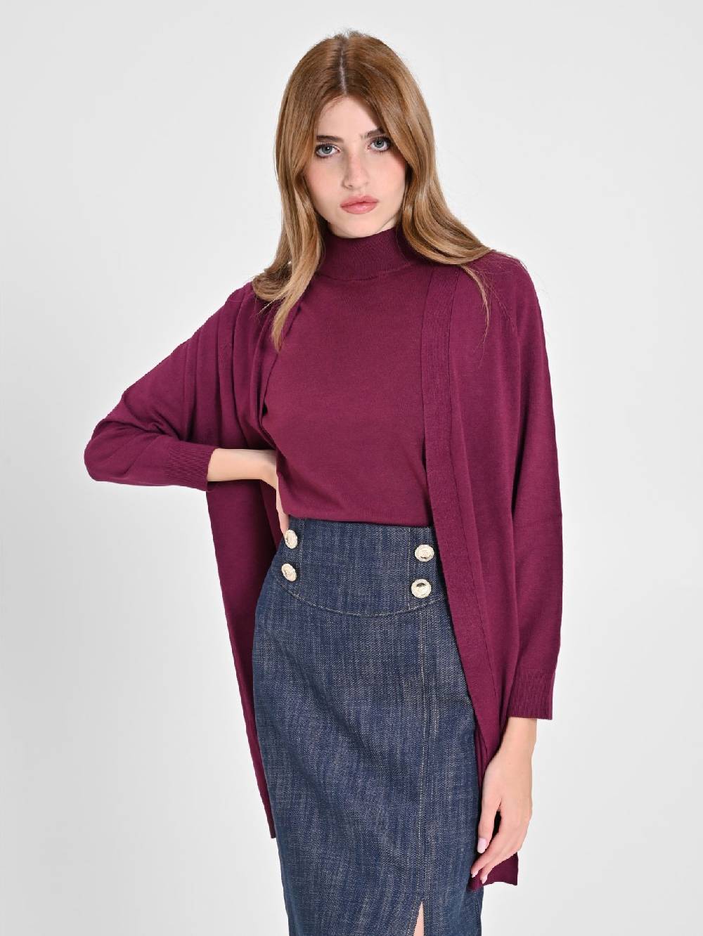 Rinascimento Cardigan Bordeaux in Maglia Saldi