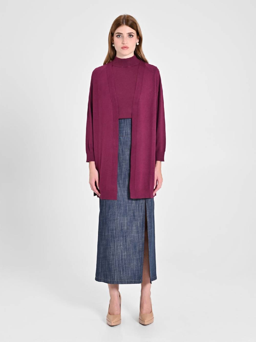 Rinascimento Cardigan Bordeaux in Maglia Saldi