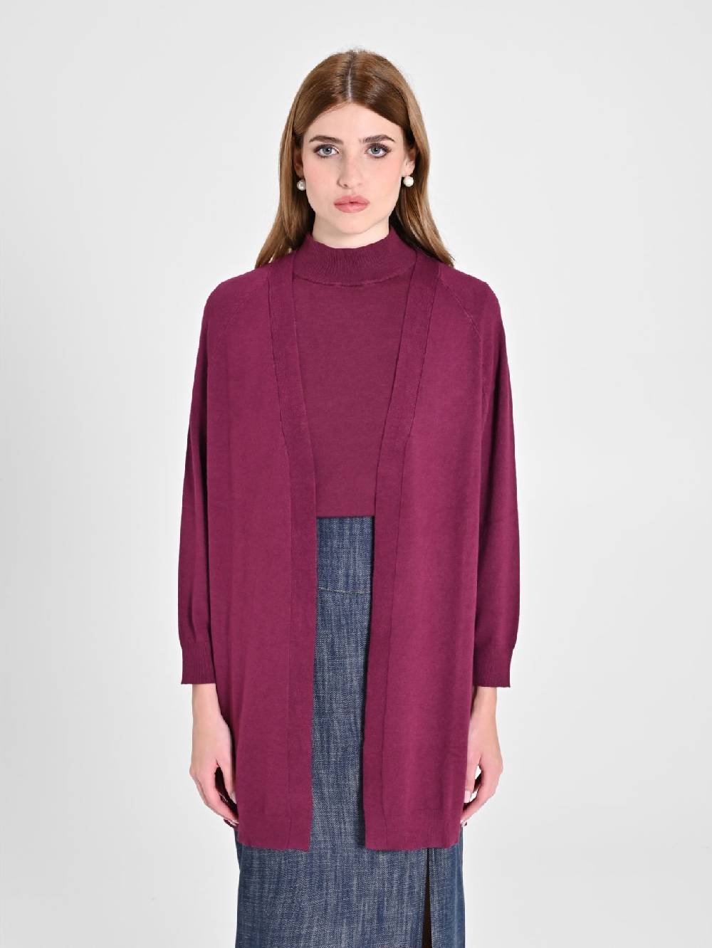 Rinascimento Cardigan Bordeaux in Maglia Saldi