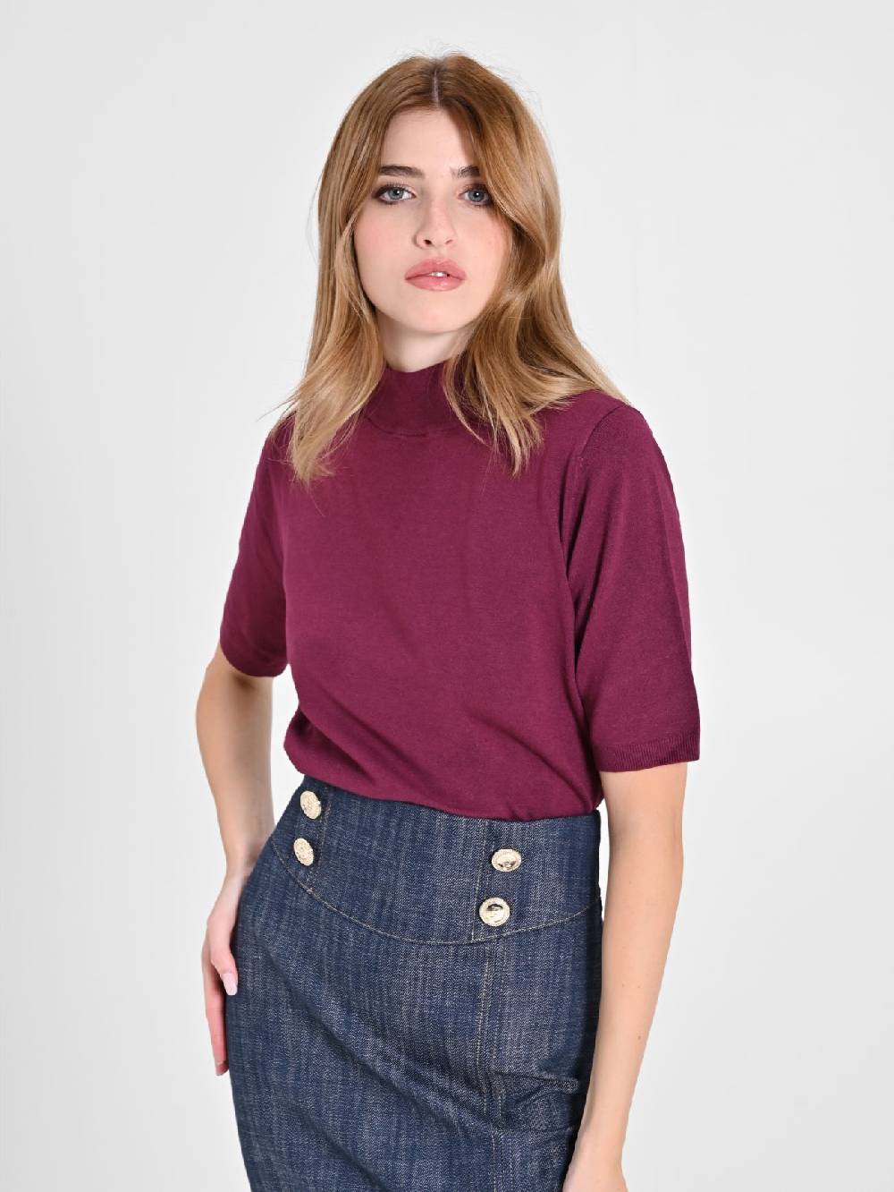 Rinascimento Lupetto Mezza Manica Bordeaux Offerte