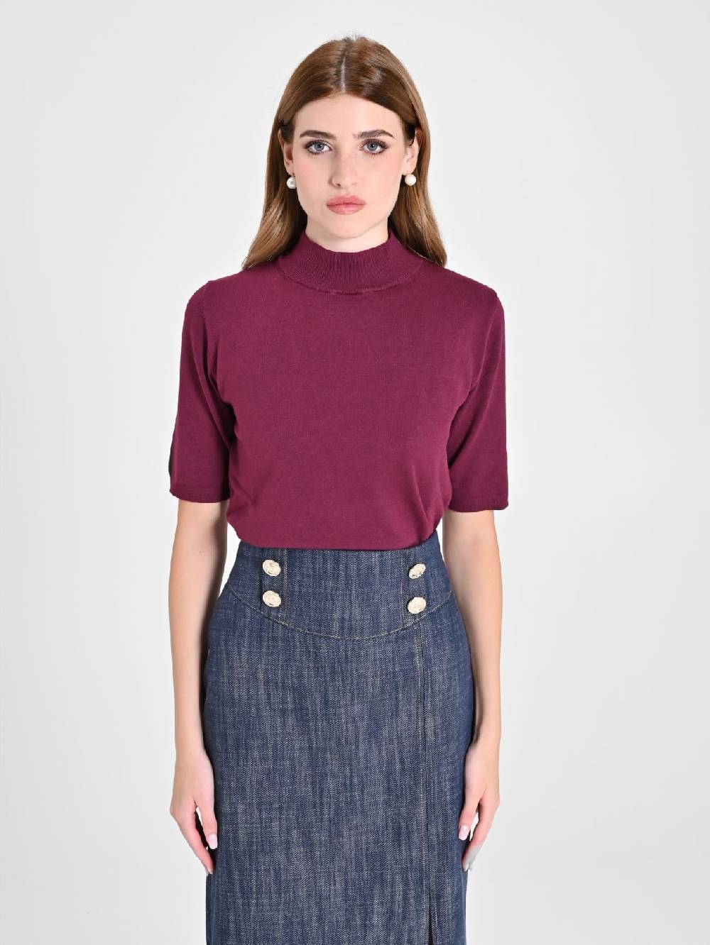 Rinascimento Lupetto Mezza Manica Bordeaux Offerte