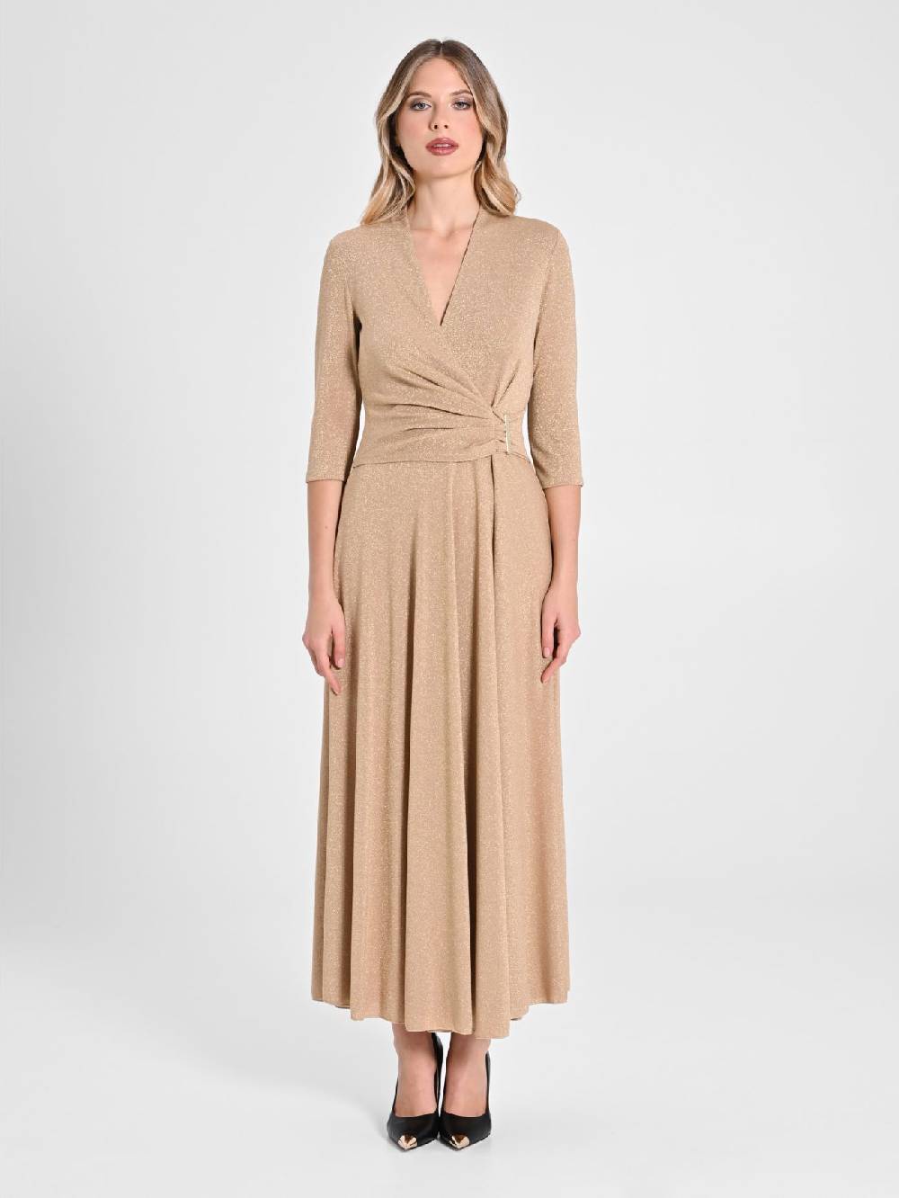 Rinascimento Abito Lungo Lurex Gold Novità