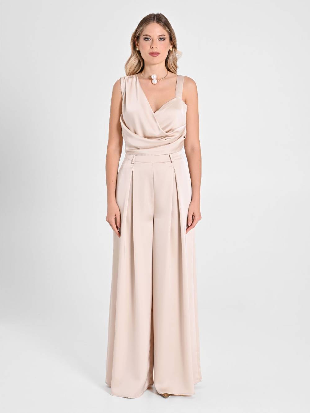 Rinascimento Top in Satin Beige In Vendita