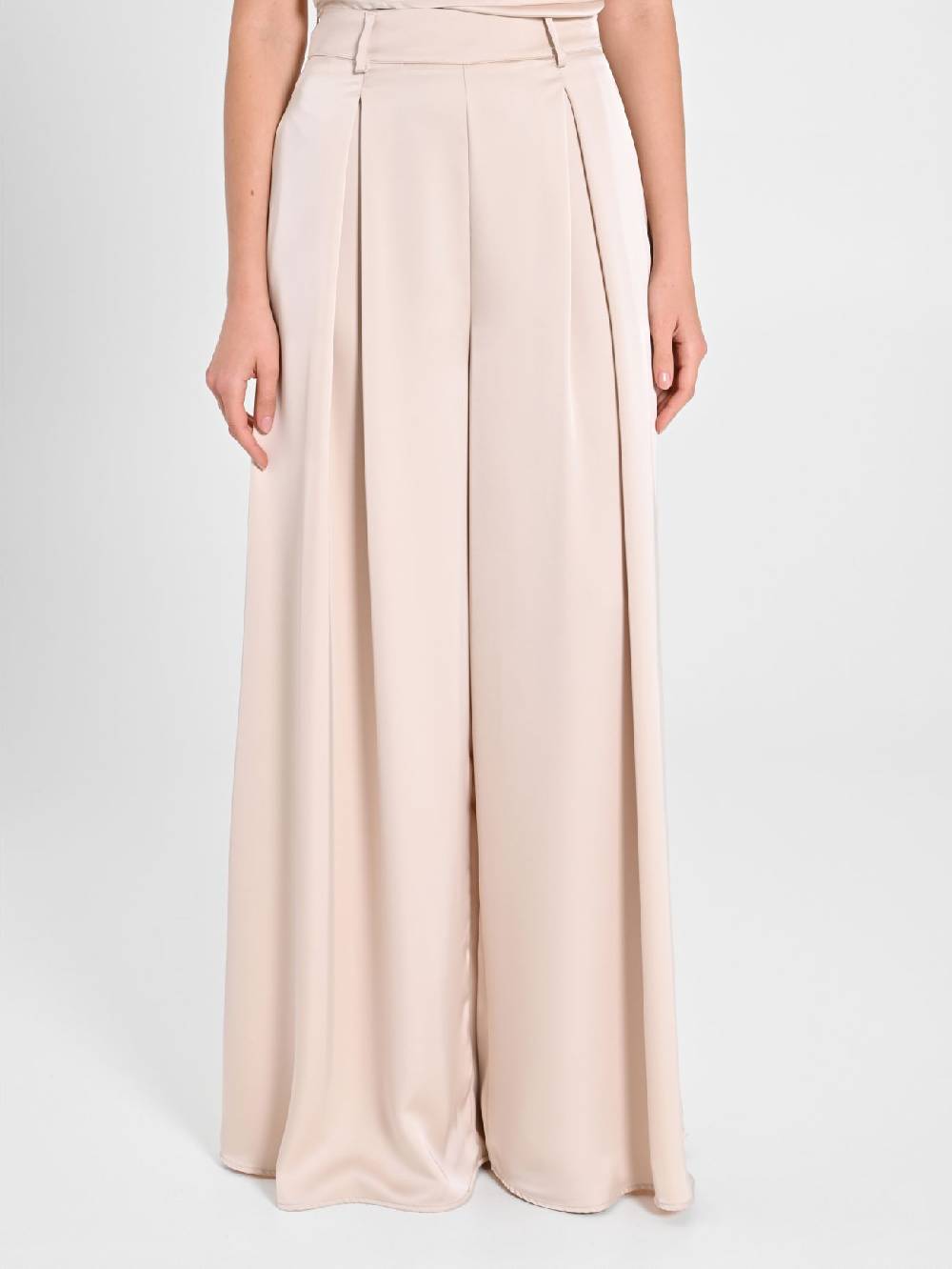 Rinascimento Pantaloni Palazzo in Satin Beige Saldi