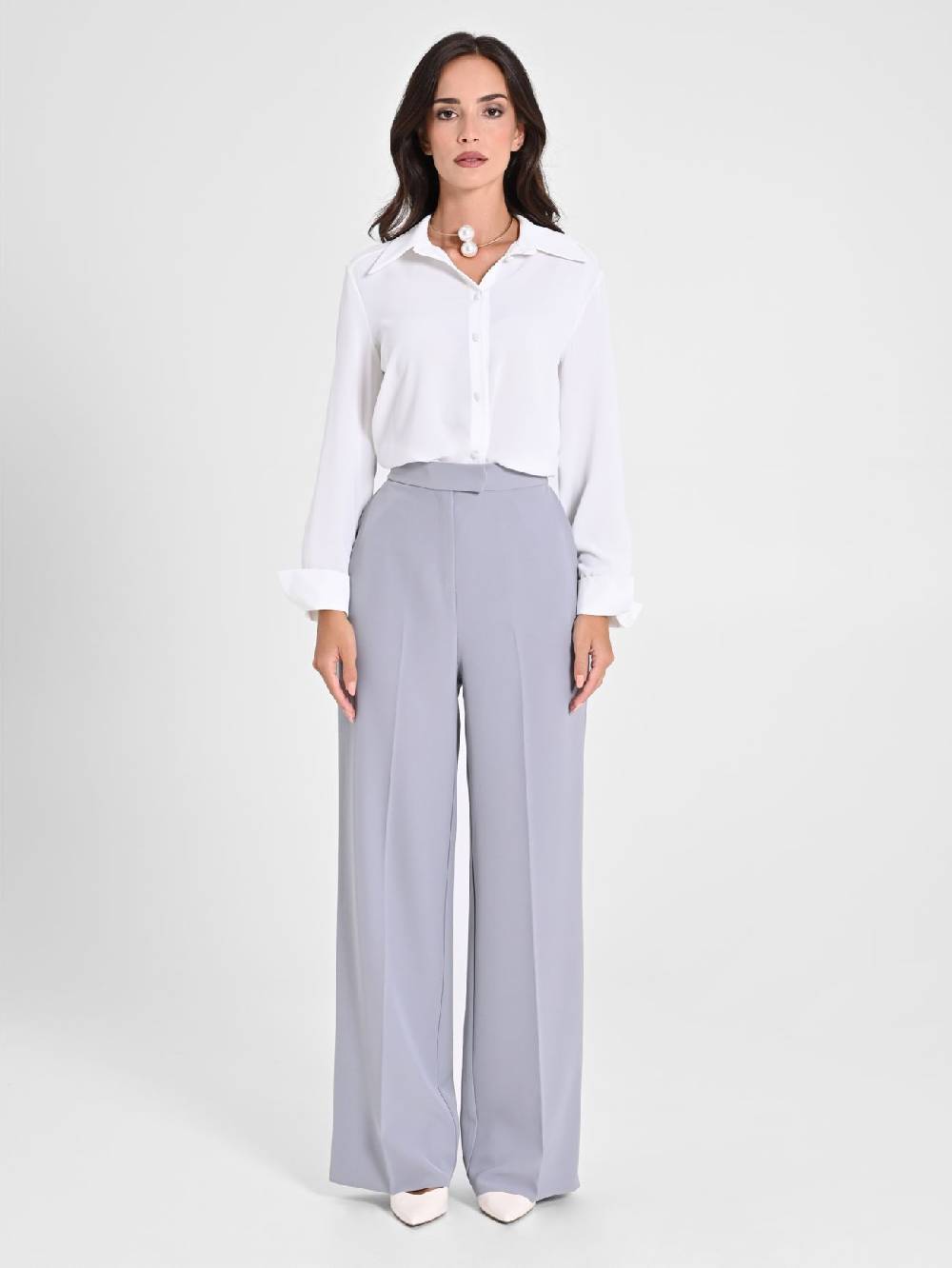 Rinascimento Pantalone Palazzo Grigio in Crepe Vendita Calda