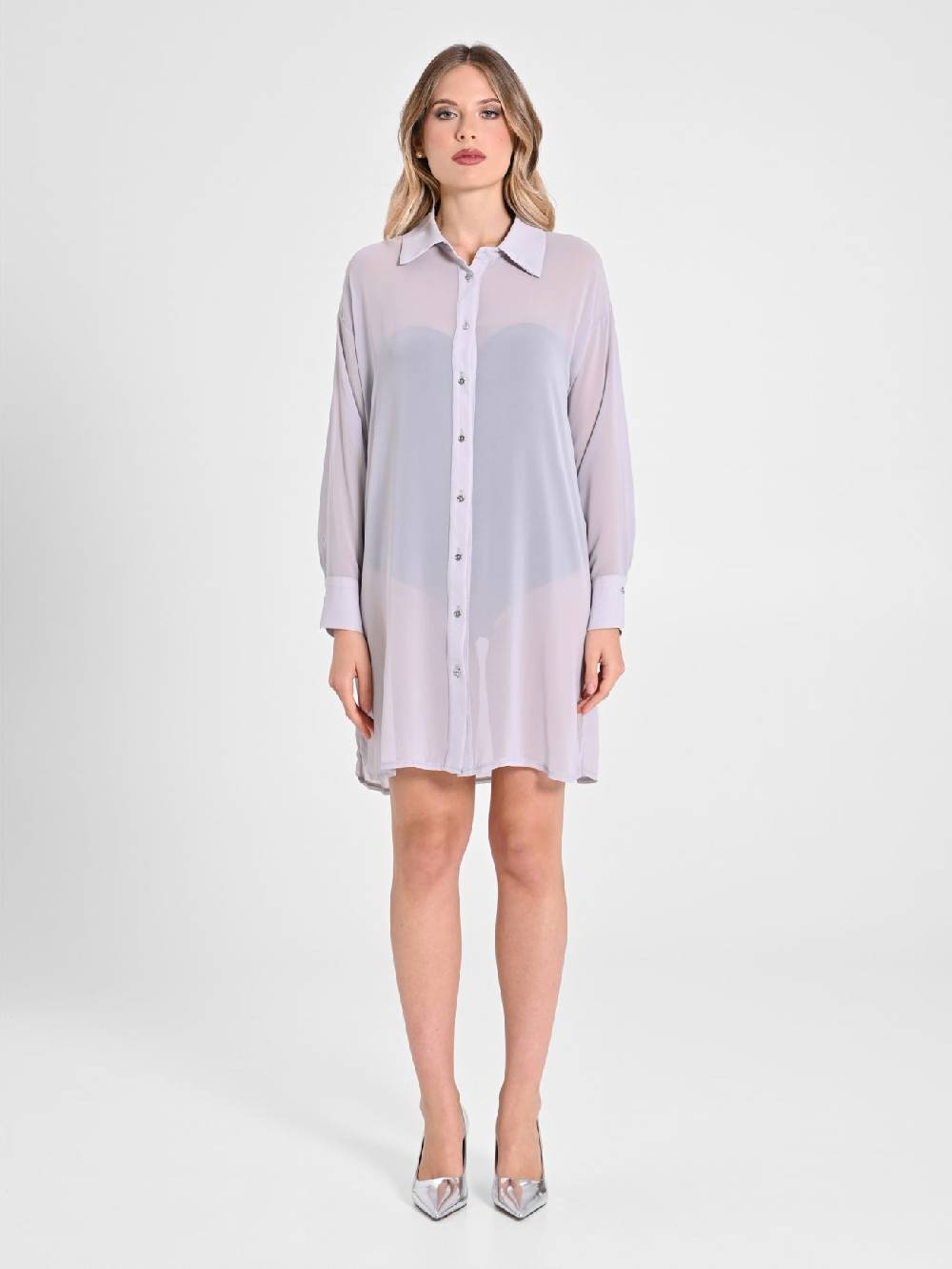 Rinascimento Camicia Lunga in Crepe Georgette Vendita Economica
