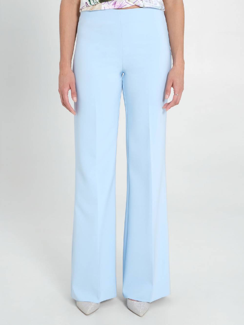 Rinascimento Pantaloni Palazzo in Tessuto Tecnico Azzurro Donna Super Saving Price