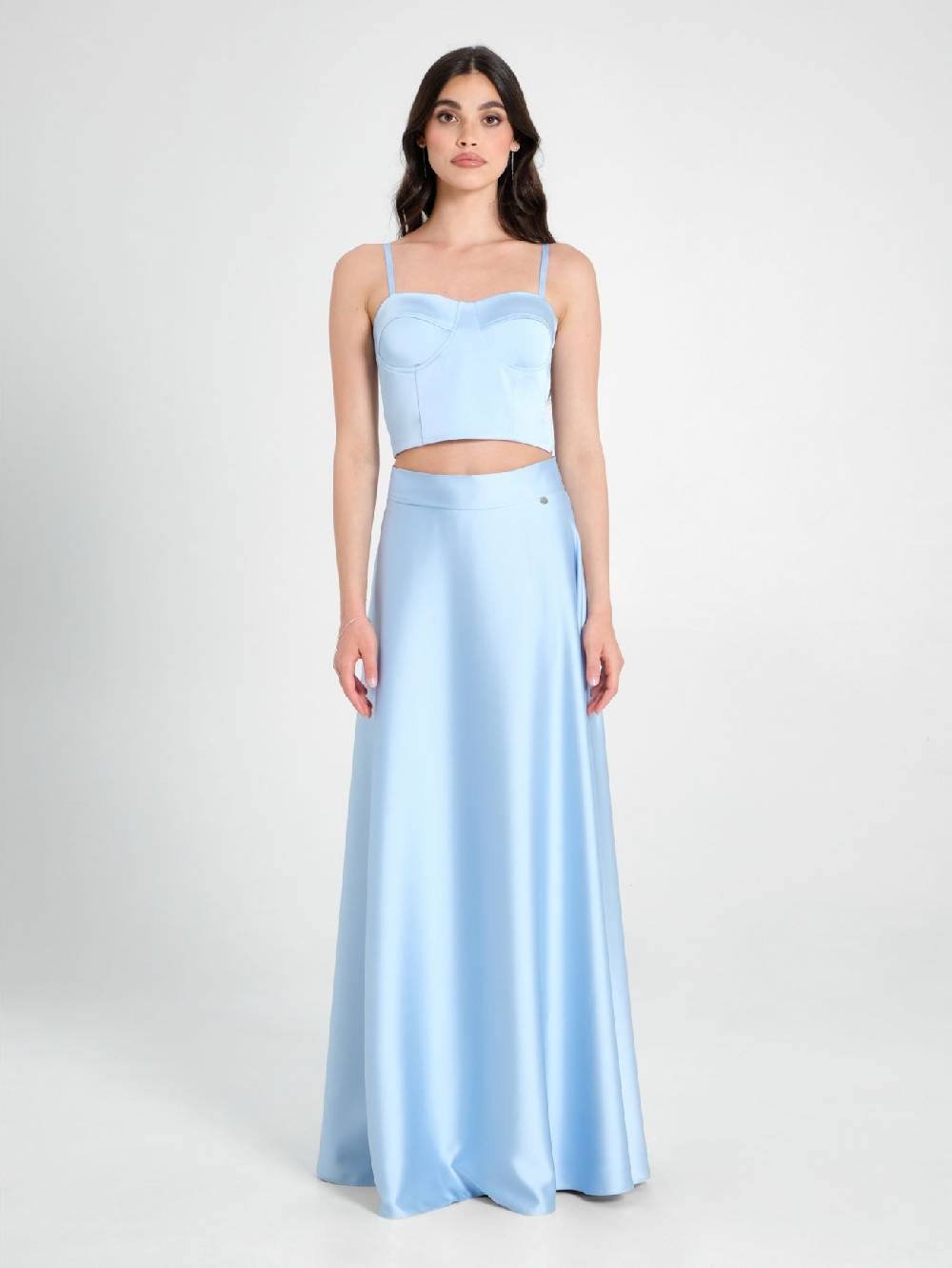 Rinascimento Top Bustier in Raso Strutturato Azzurro In Linea