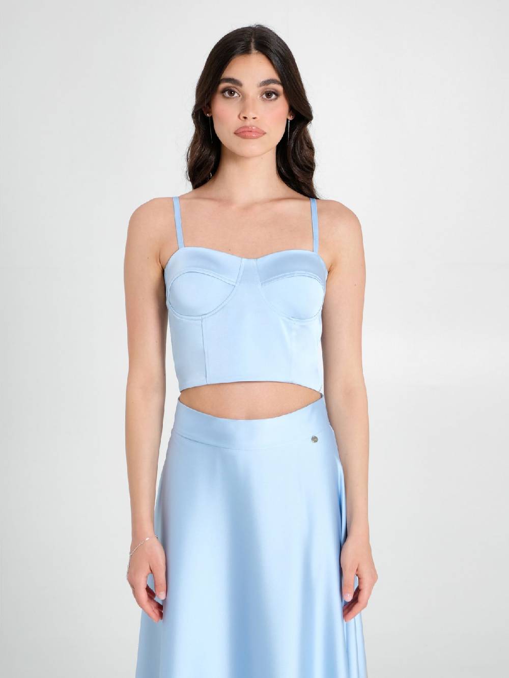 Rinascimento Top Bustier in Raso Strutturato Azzurro In Linea