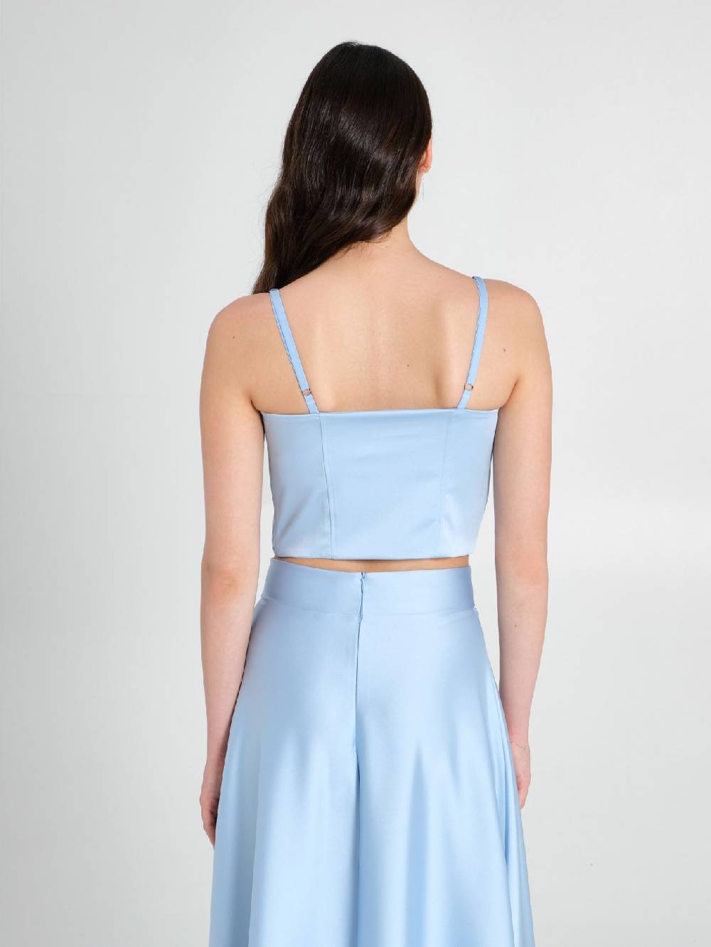 Rinascimento Top Bustier in Raso Strutturato Azzurro In Linea