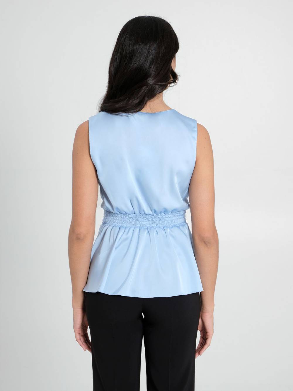 Rinascimento Top in Raso Azzurro Qualità Garantita