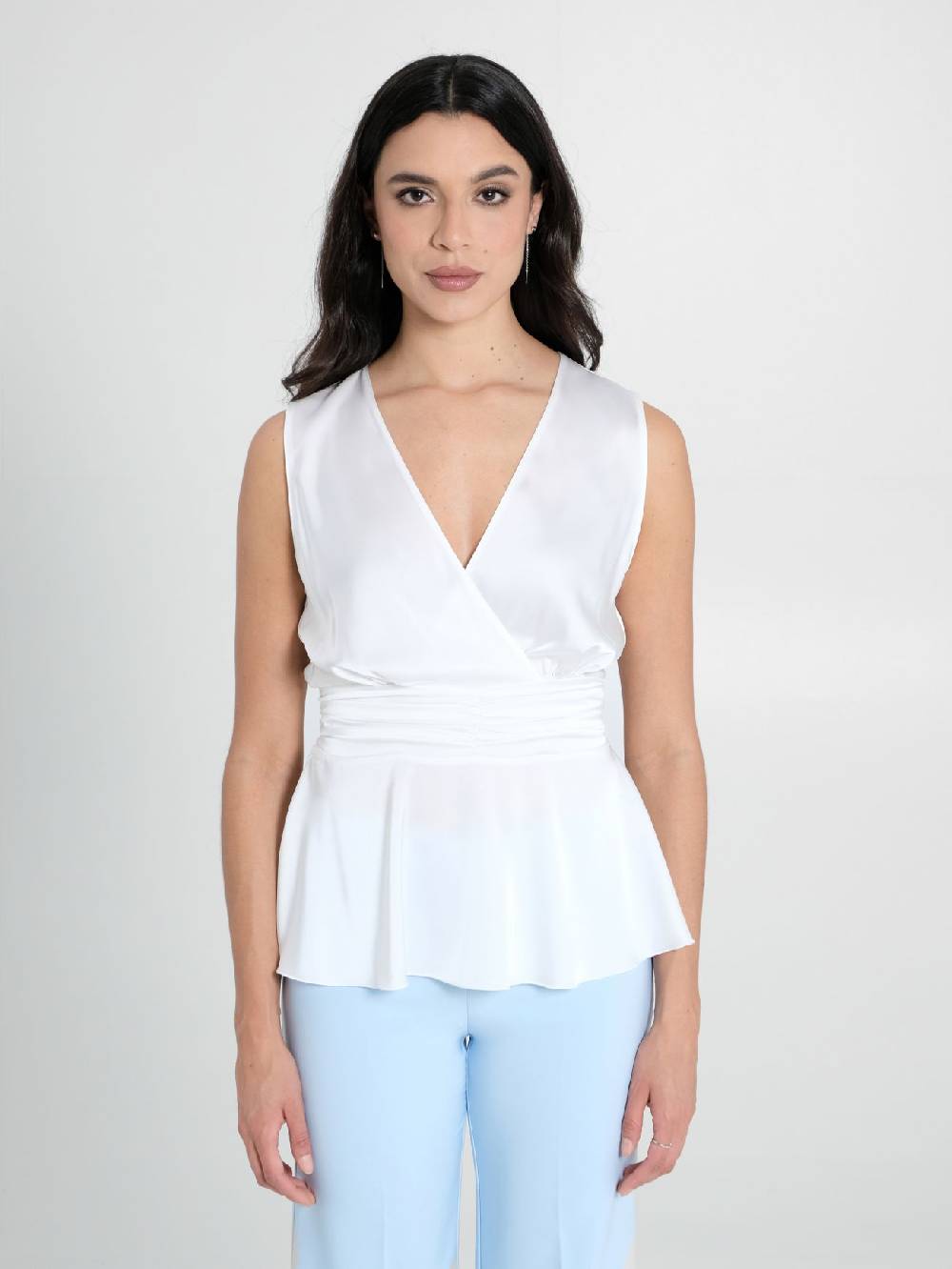 Rinascimento Top in Raso Bianco Negozi Online