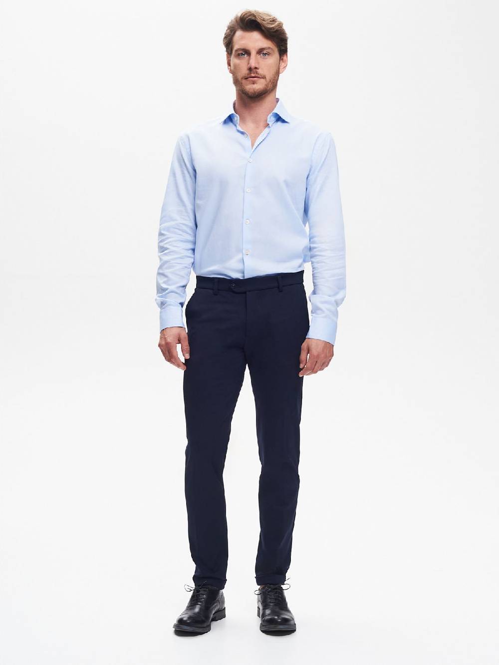 Rinascimento Pantaloni da abito Uomo Punto Milano Blu QB24 In Vendita