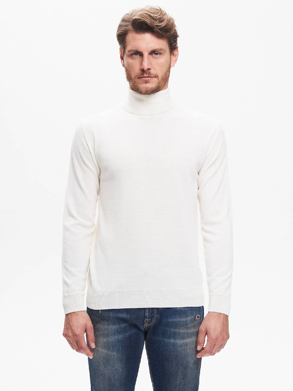 Rinascimento Maglia Dolcevita Uomo Basic Avorio QB24 Vendita Calda