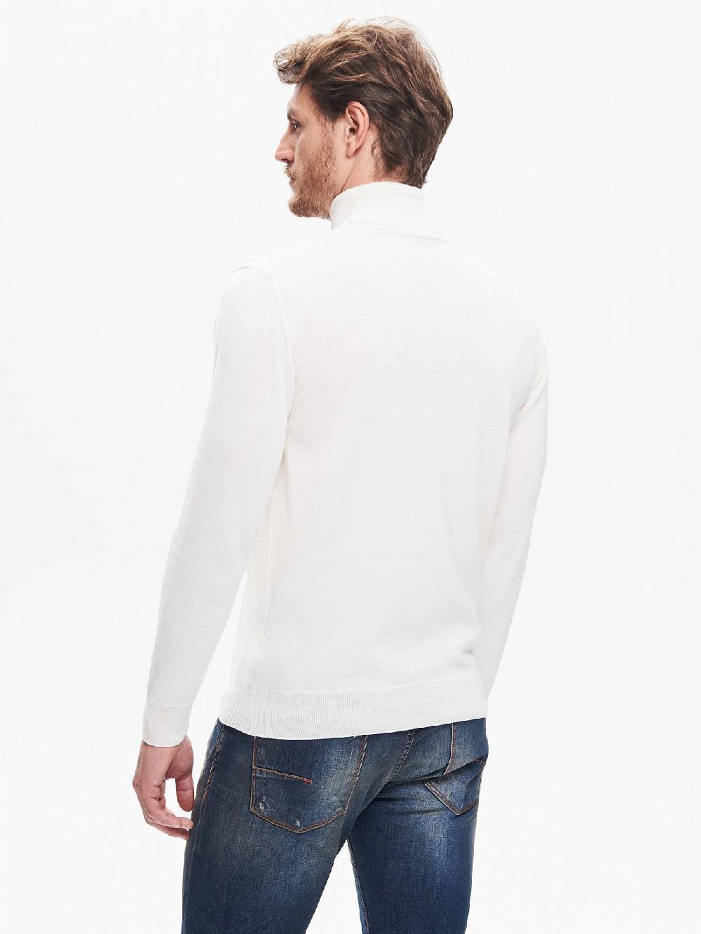 Rinascimento Maglia Dolcevita Uomo Basic Avorio QB24 Vendita Calda