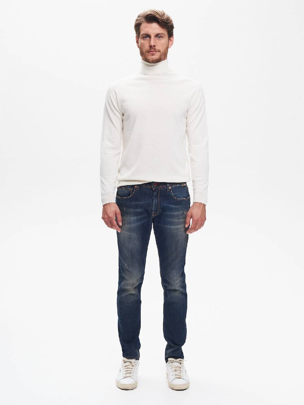 Rinascimento Jeans Slim-Fit Uomo Used Blu QB24 Vendita Economica