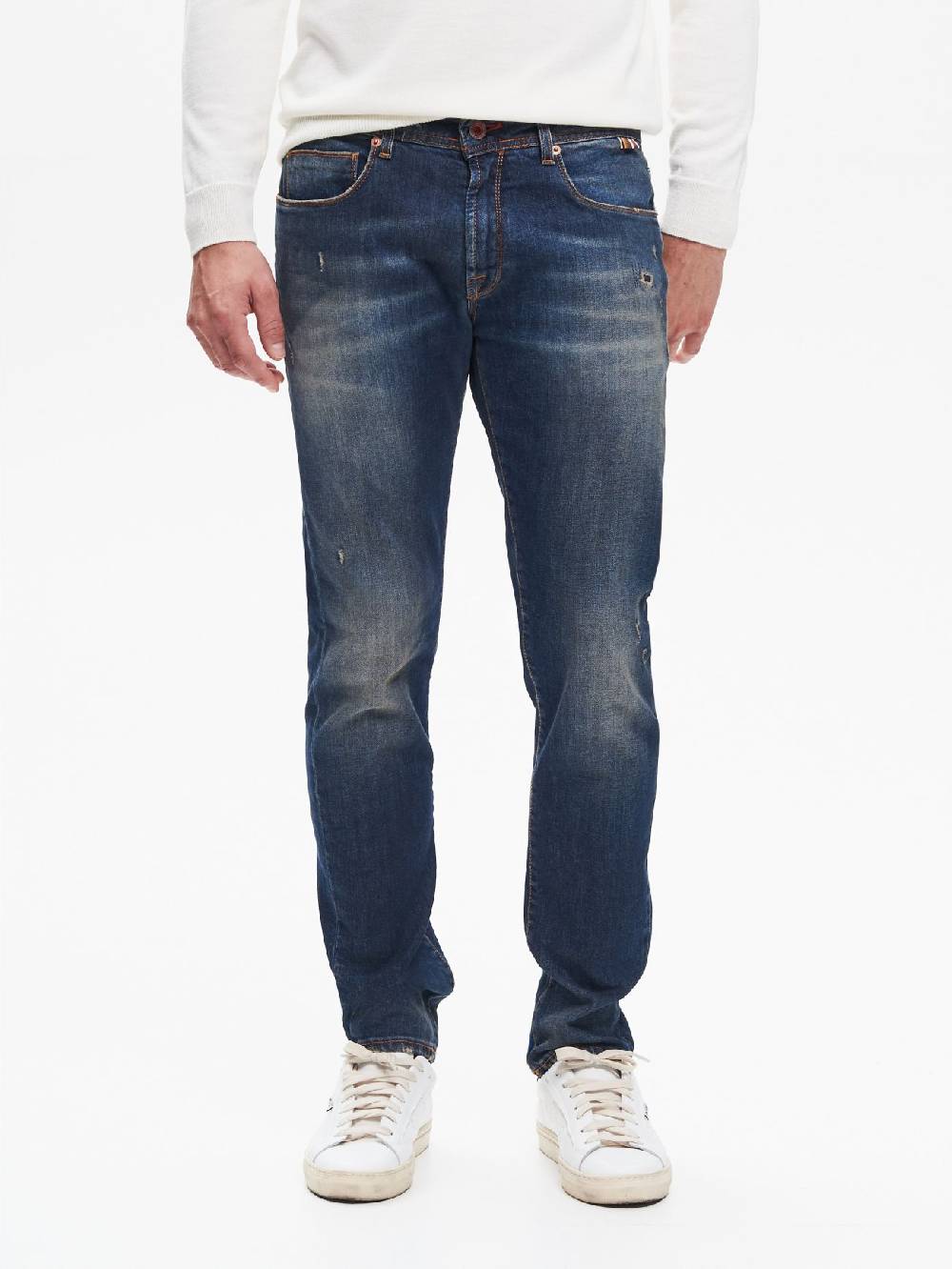 Rinascimento Jeans Slim-Fit Uomo Used Blu QB24 Vendita Economica
